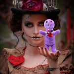 Kathfly 8 Pcs Voodoo Doll Set 7" Voodoo Horror Doll with 7 Pcs Skull Pins Creepy Ghost Dolls Revenge Stress Relieving Inspirational Positive Ornament Gift for Friend Coworkers Birthday Gifts(Purple) - Image 2