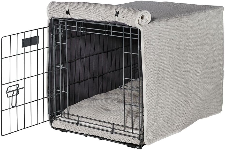 Bowsers luxury crate cover medium aspen front view dog kennel accessory