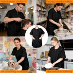 Pumtus black short sleeve pet beautician workwear on a mannequin