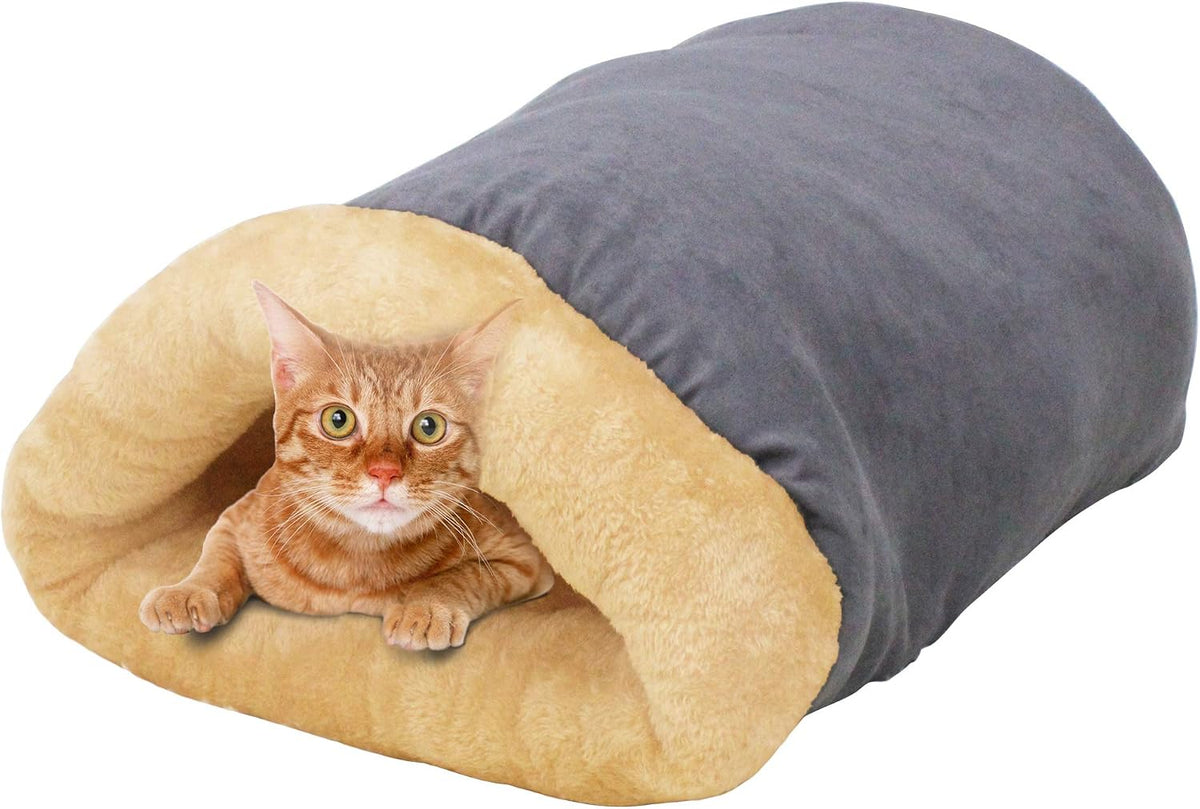 4 in 1 Self Warming Burrow Cat Bed, Pet Hideway Sleeping Cuddle Cave (Sage Green) - Image 10