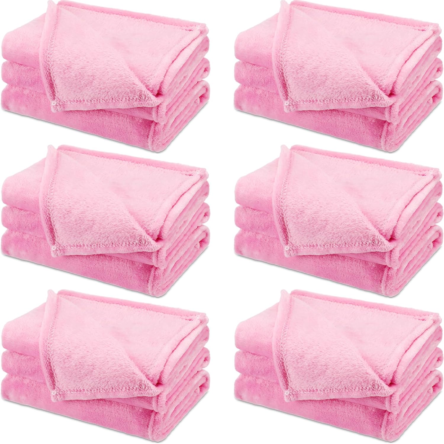 SmoothNovelty pink fleece sleepover blankets front view set of six pieces for girls party