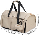 GentleBliss khaki pet carrier secured into a vehicle seat setup for travel safety