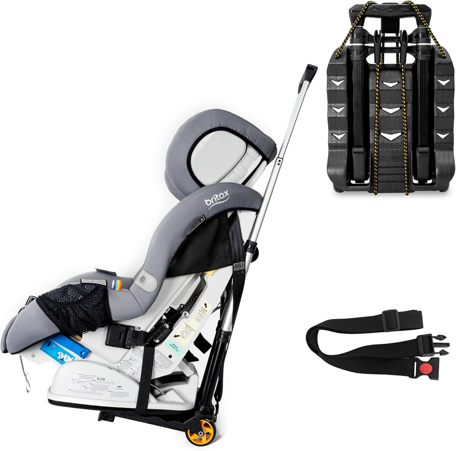 Toribio Car Seat Travel Cart front view showing base plate