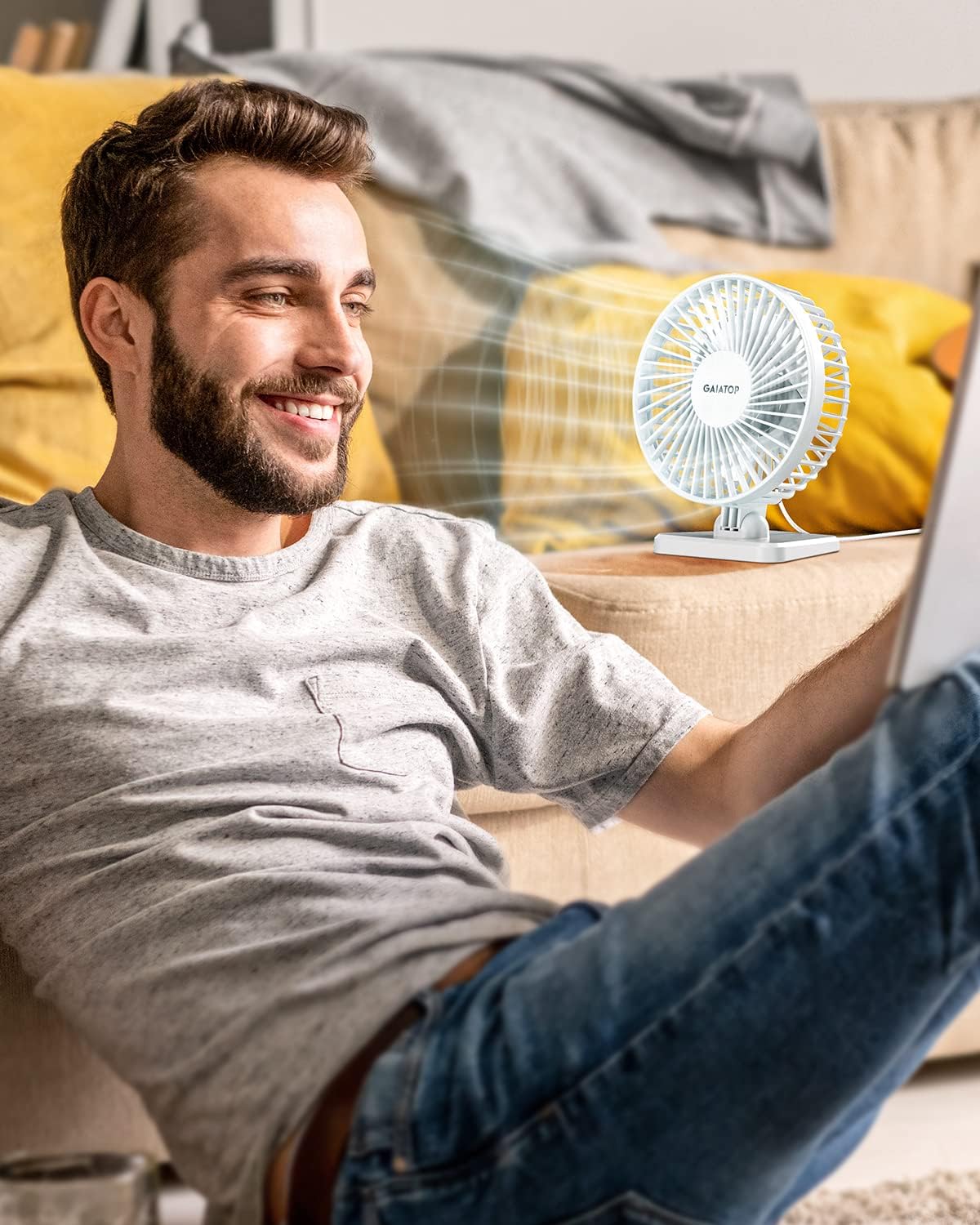 Gaiatop USB Desk Fan, Personal Portable Quiet Small Table Desktop fan - Image 2