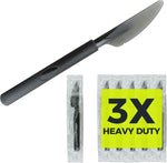 SupplyTuff Heavy Duty Plastic Knives front view in black color.