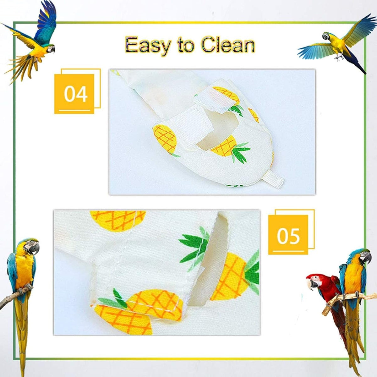 QBLEEV parrot flight suite laid flat to reveal the leakproof inner lining and leash hole placement