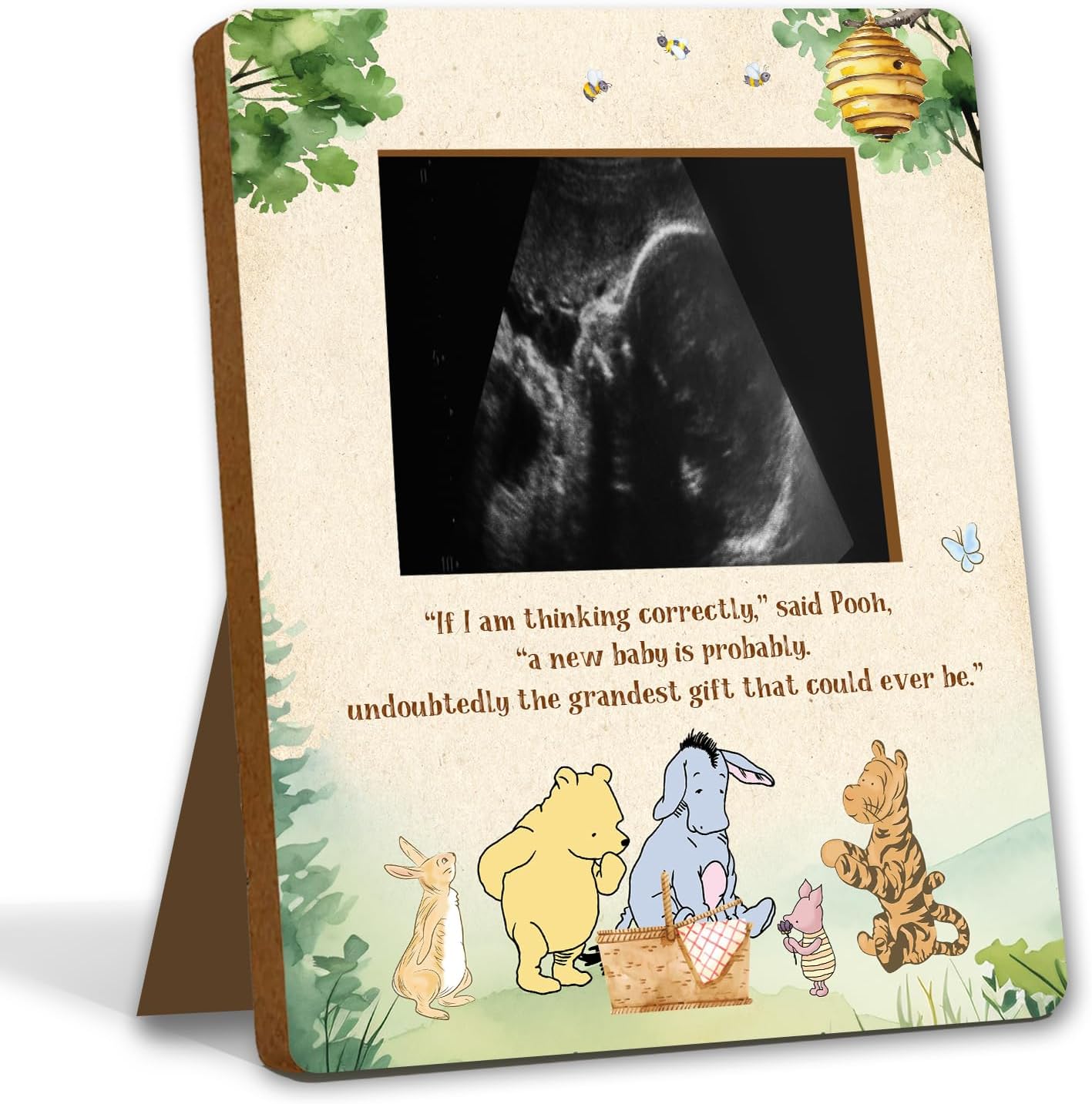 Disney Winnie pregnancy milestone keepsake wooden frame front view