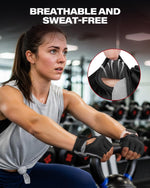 Vinsguir training gloves worn during dumbbell exercise