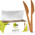 The Veggie Straws biodegradable knives front view package display