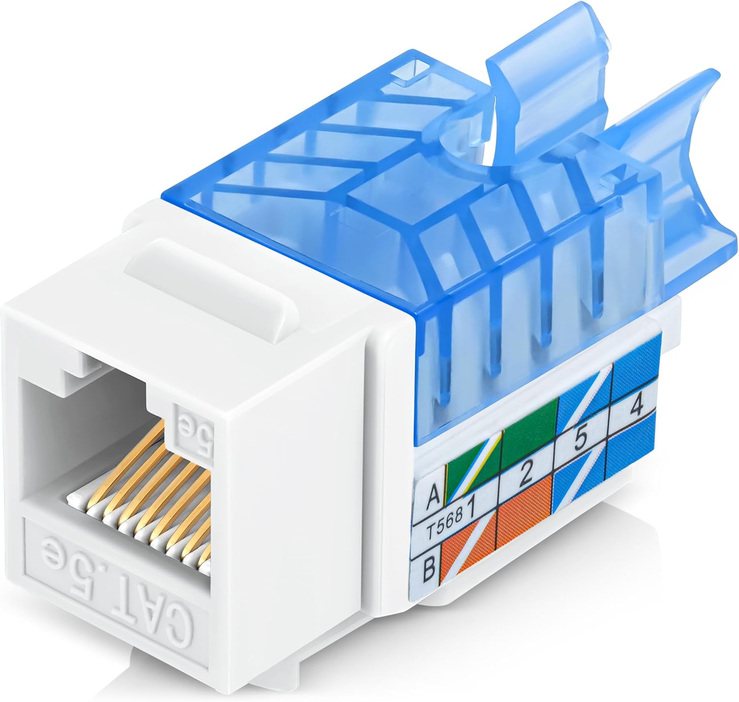 Everest Media Solutions 45 Degree Angled Cat5e Keystone Jack white front view