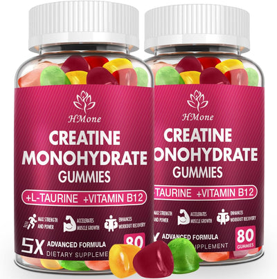 HMone Creatine Monohydrate Gummies - 5g for Men & Women, 160 Count and Creatine Chewable Supplements for Muscle Gain, Muscle Strength, Energy Boost, and Muscle Builder, Sugar Free, Vegan - Image 1