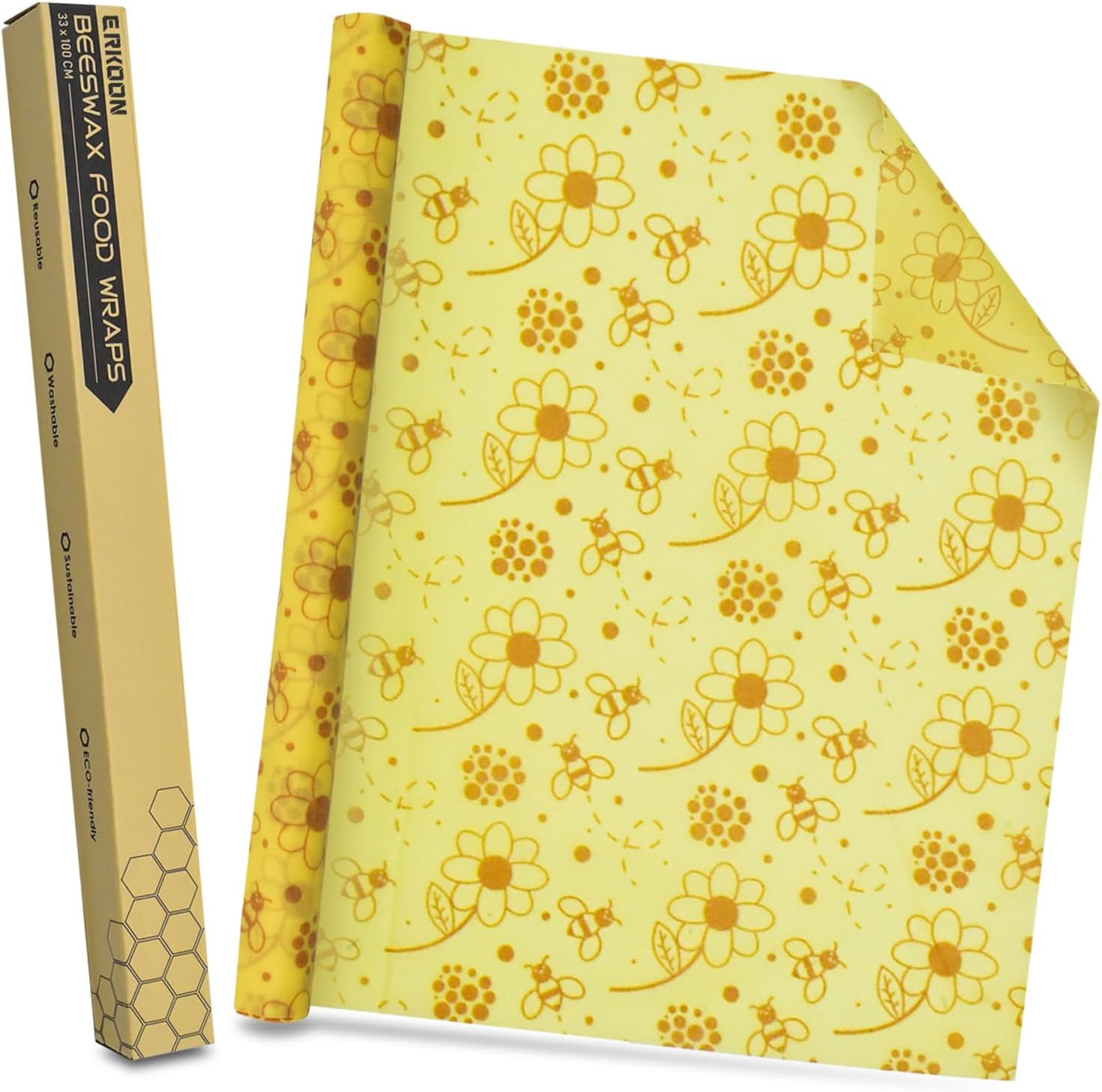 Erkoon reusable beeswax food wrap roll front view