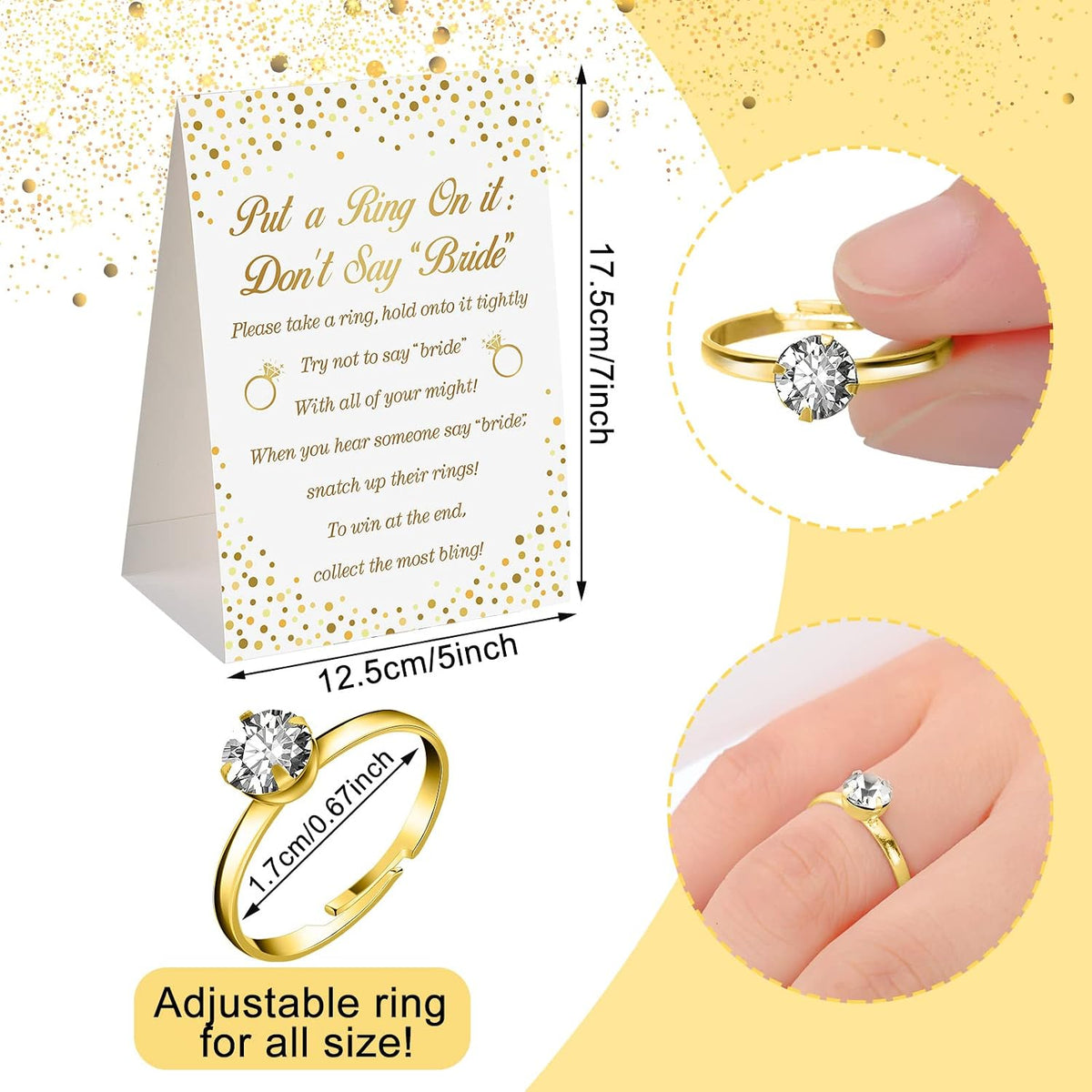 Jetec bridal shower game rules card close up display