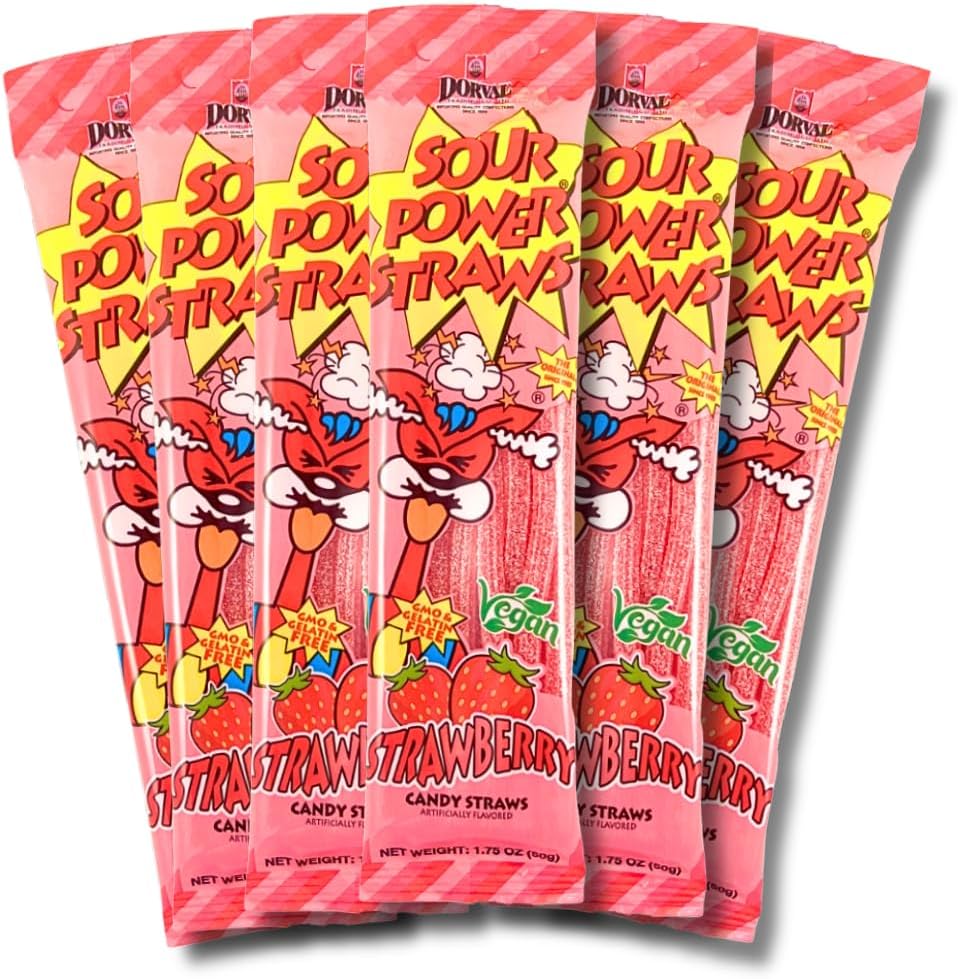 Sour Power Assorted Candy Straws, 1.75 oz (Pack of 6) Variety, Six Flavors Sour Straws Since 1985, Strawberry Green Apple Watermelon Rainbow Blue Raspberry, Vegan Soft Chewy, Non-GMO Gelatin Free - Image 14