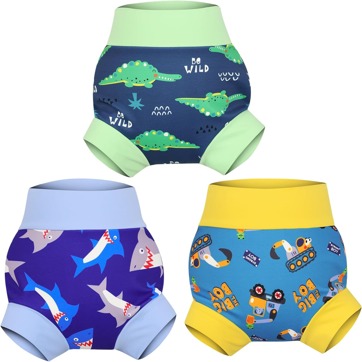 Moemoe Baby reusable swim diapers set of three front view