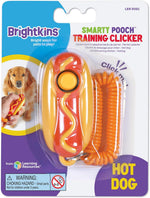 Brightkins novelty hot dog shaped single button manual sound trainer for dogs and cats.