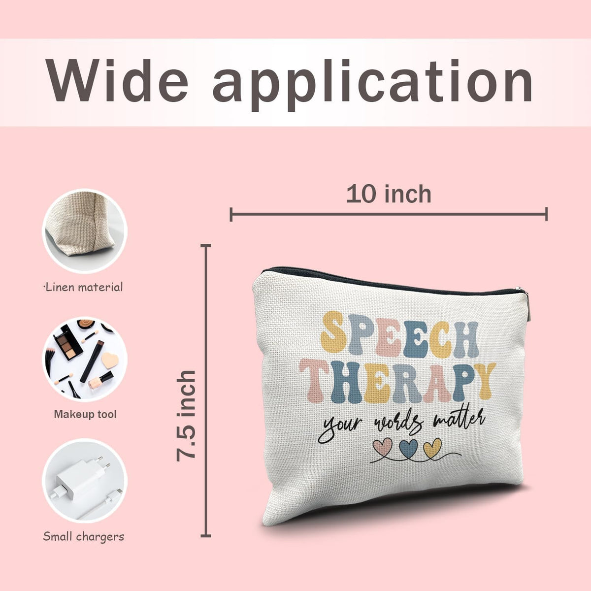 Nogrit linen makeup organizer pouch side angle view