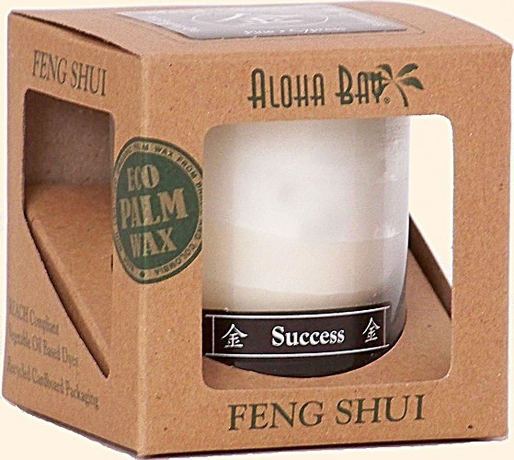 Aloha Bay Feng Shui Metal Success candle front view jar packaging