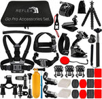 Reflex Camera 50 in 1 action camera accessories kit front view showing complete bundle components