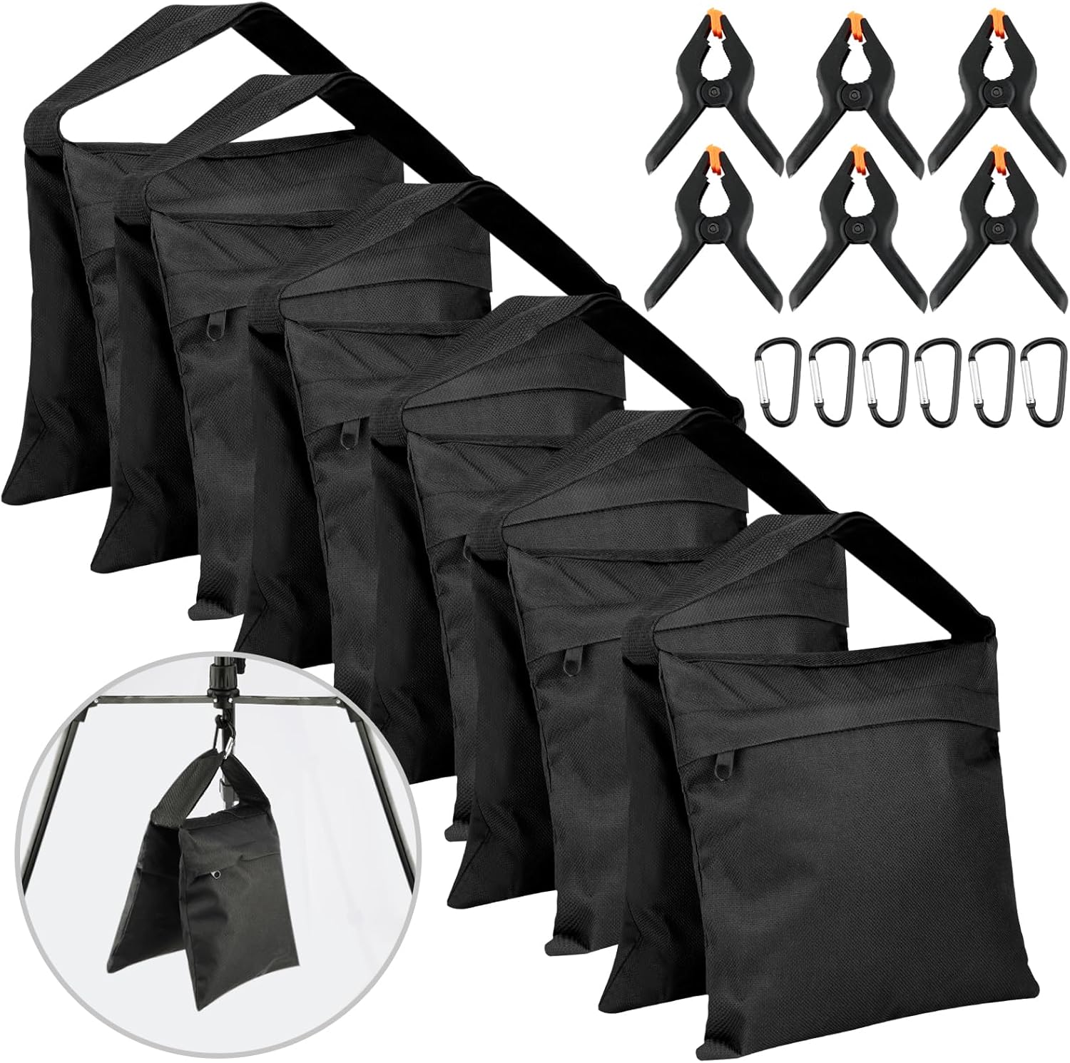 Sayaya 6 Pack Photography Sandbag front view with clamps