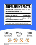 BulkSupplements natural D-alpha tocopherol powder dietary supplement ingredients list