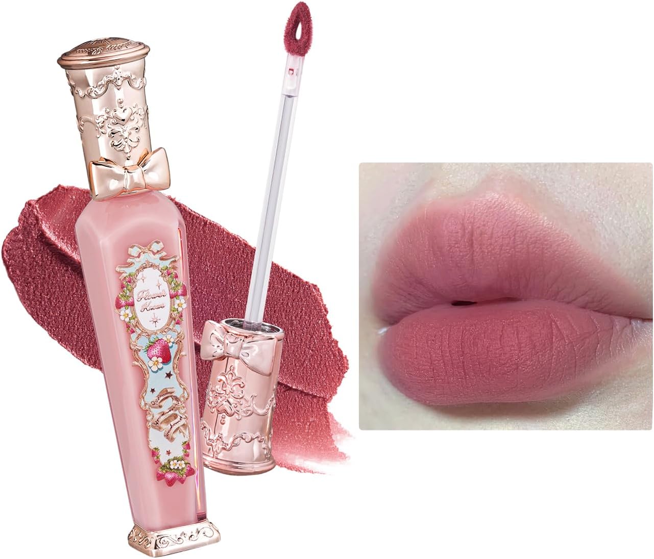 Flower Knows Strawberry Rococo Cloud Lip Cream front view of the vintage packaging.