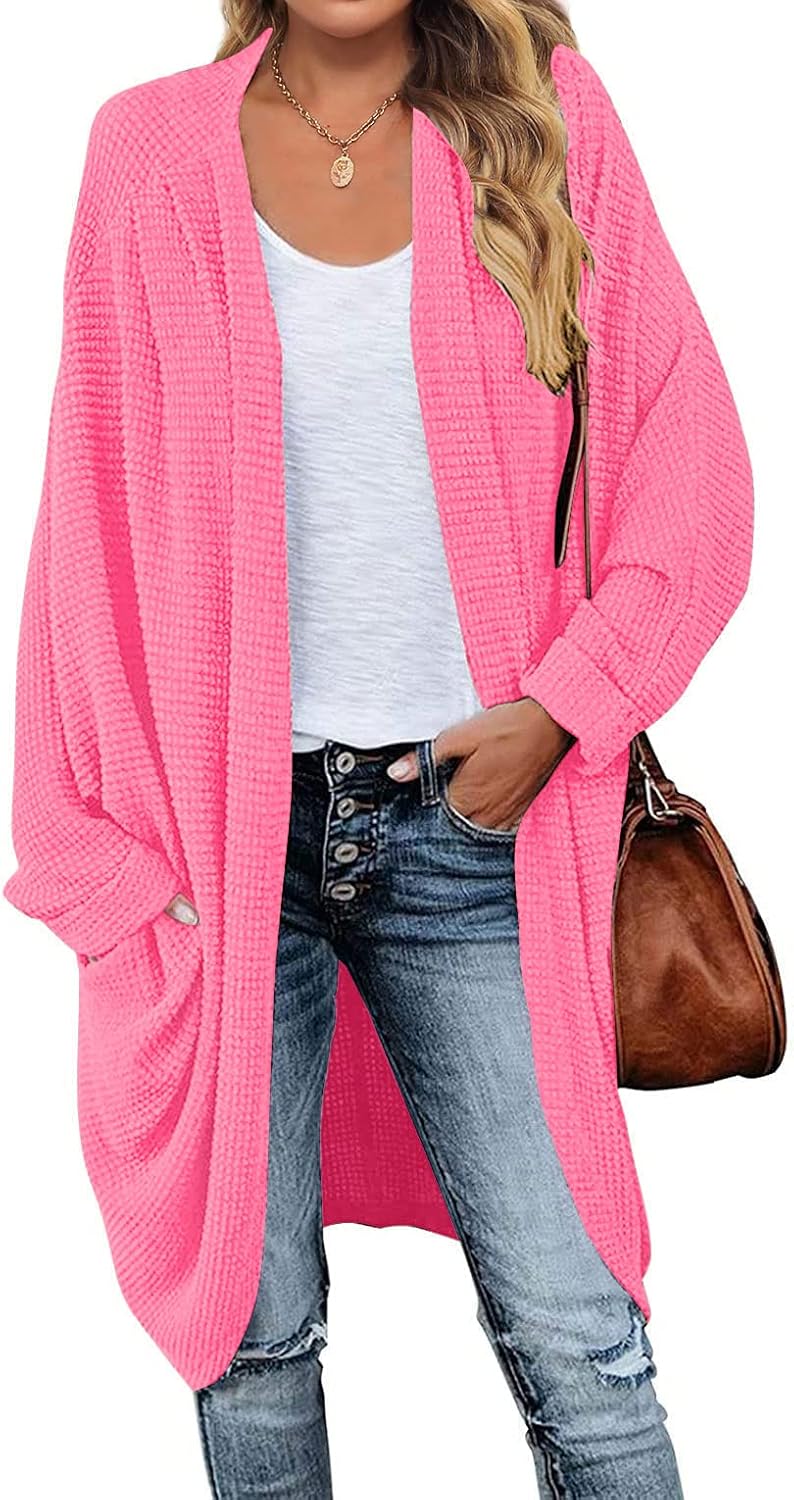 MEROKEETY Cardigan Sweaters for Women Oversized Long Cardigans Fall Outfits | Waffle Knit, Batwing Long Sleeve, Loose Fit, Open Front, Slouchy Casual Outwear, Cozy Sweater Coat, Winter Clothes - Image 12