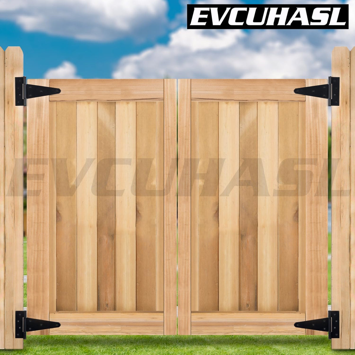 EVCUHASL black powder coated strap hinges angle view
