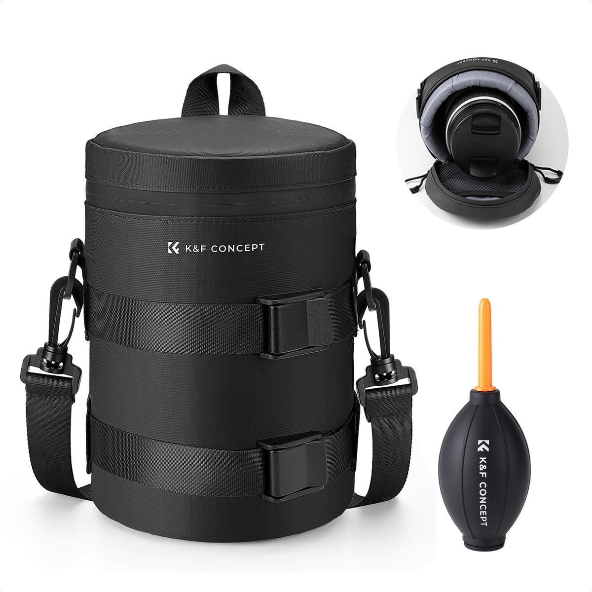 K&F CONCEPT Camera Lens Pouch Case, Waterproof Zipper Lens Protective Bag, Shockproof All-round Camera Lens Carry Bag for DSLR SLR Lens Size Below 3.3" x5.7" (D x H) - Image 10