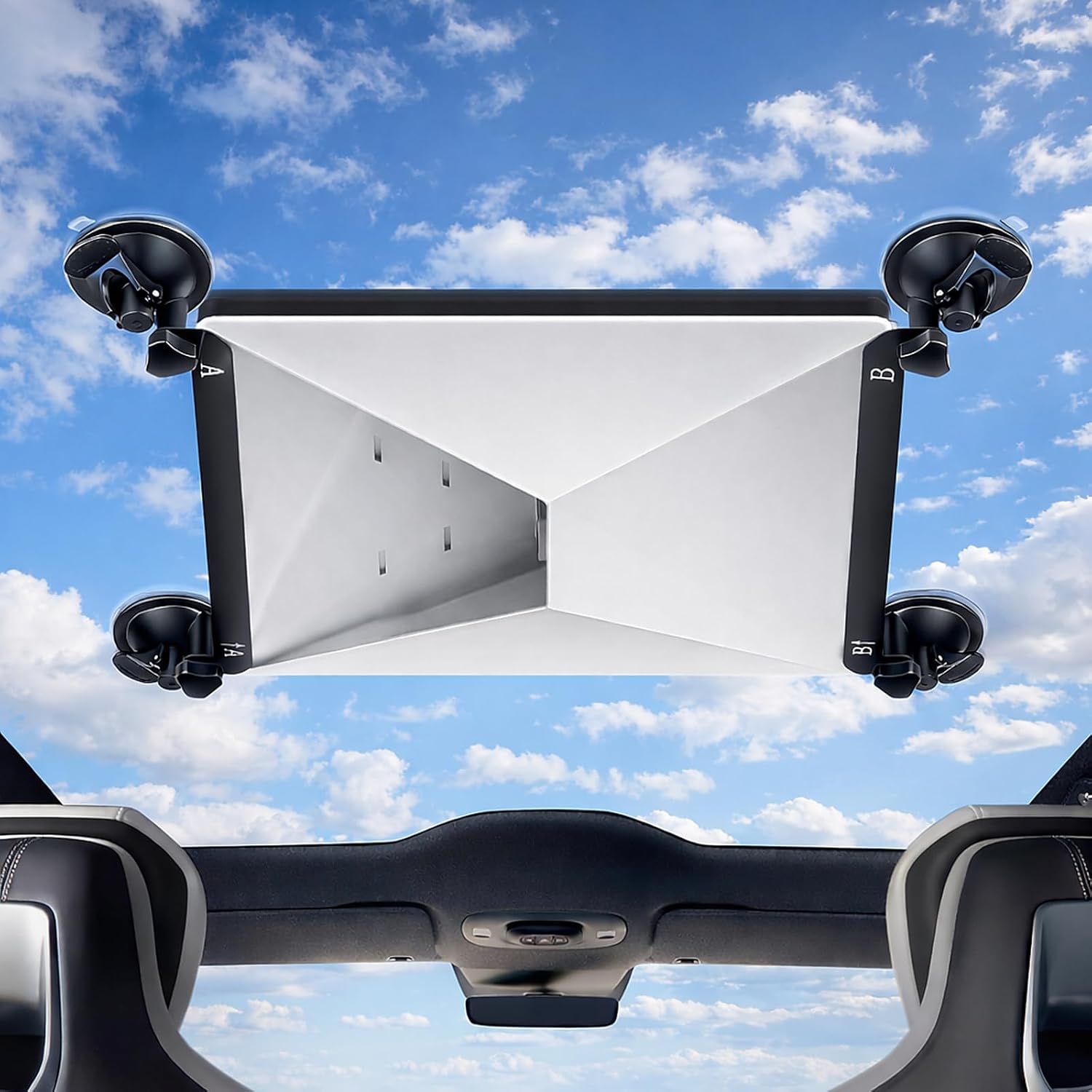 Qi Propitious Starlink Mini Suction Cup Mount front view showing the four rubber suction cups for vehicle roofs.