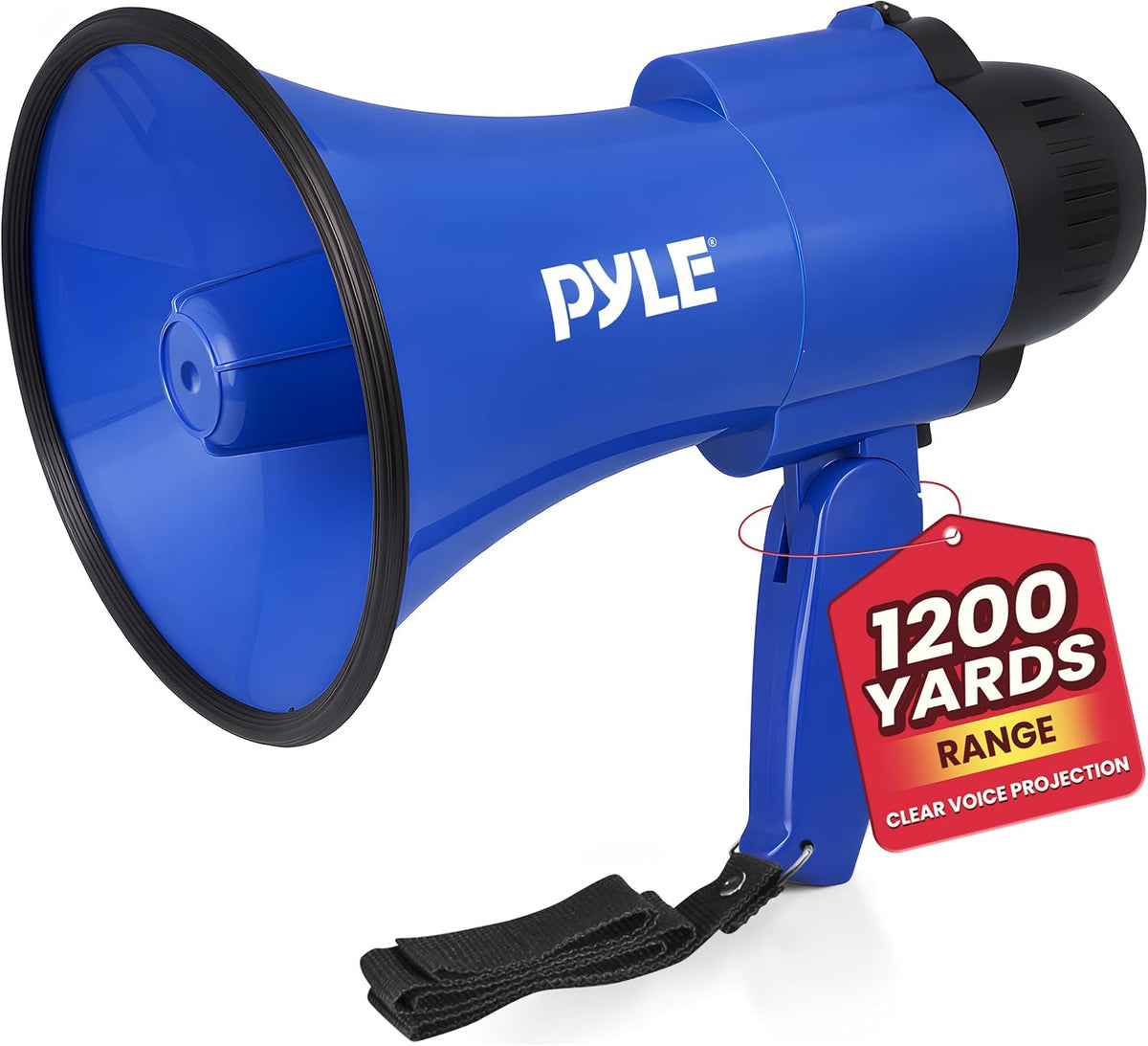 Pyle portable megaphone speaker packaging and accessories