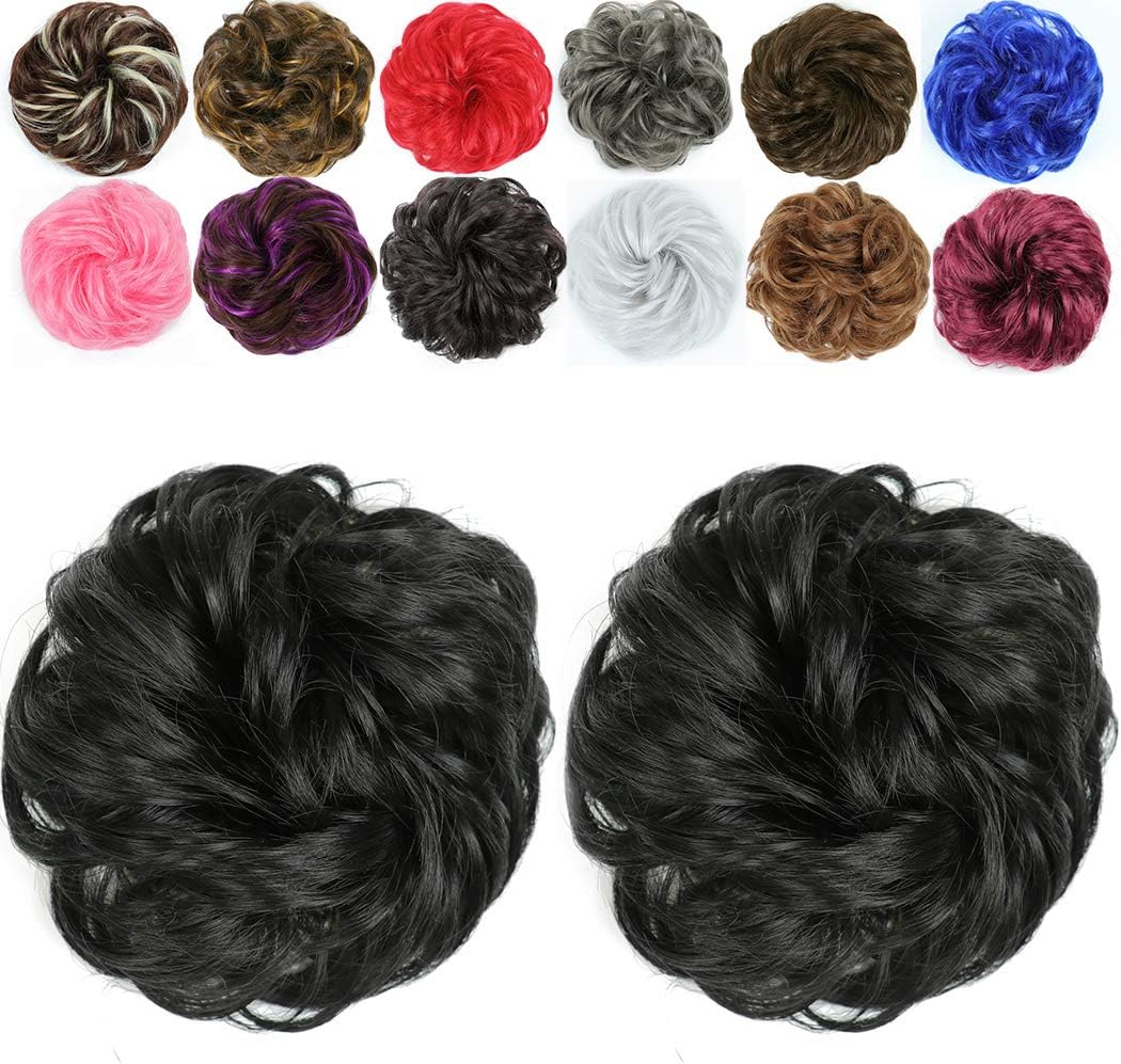 2Pcs Messy Hair Bun Hair Piece Scrunchy ExtensionDimgray - Image 9