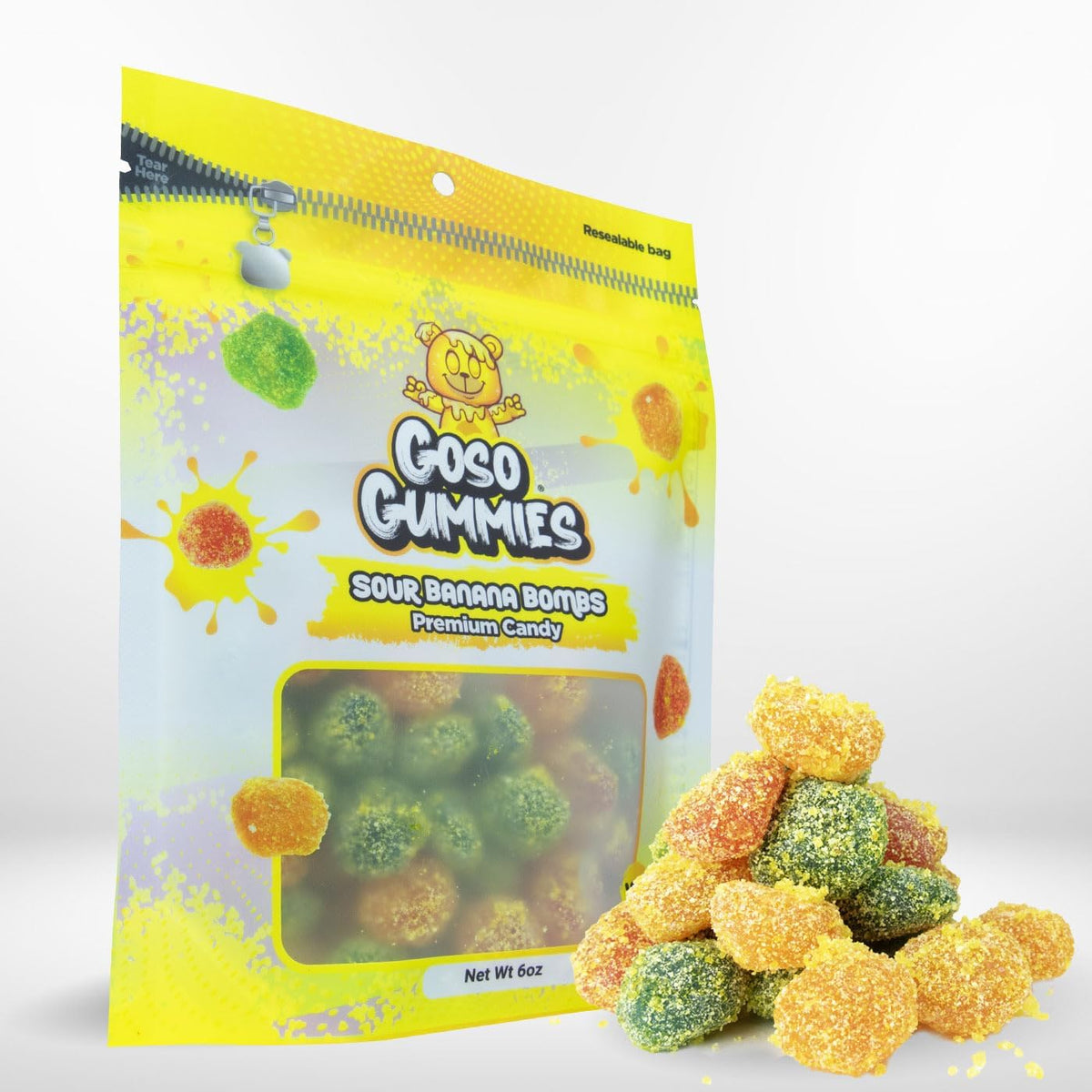 Goso Gummies Sour Blue Razz Gusher Bombs - 6oz Resealable Bag - Sour Blue Raspberry Filled Gusher Candy - Image 9