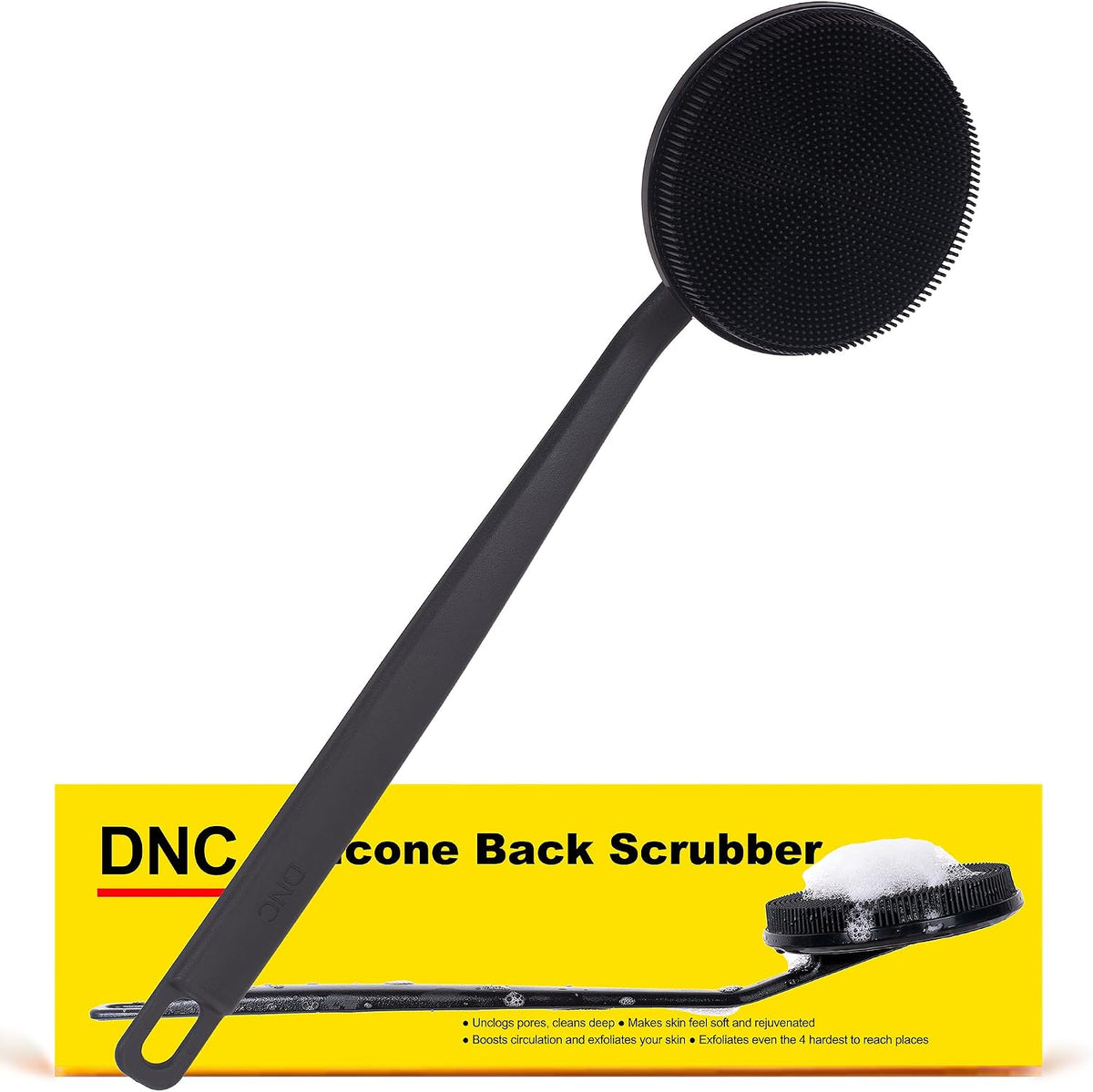 DNC Silicone Back Scrubber for Shower Bath Body Brush with Long Handle (Gray) - Image 14