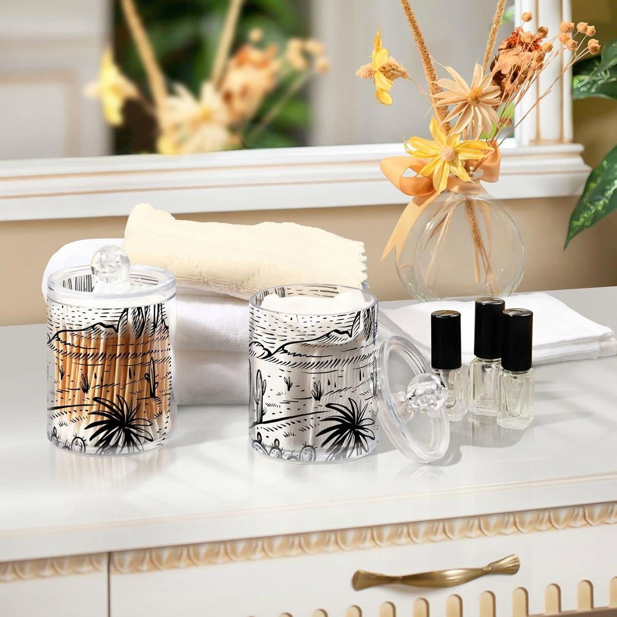 Wellday 2 pack qtip dispenser jars top lid view