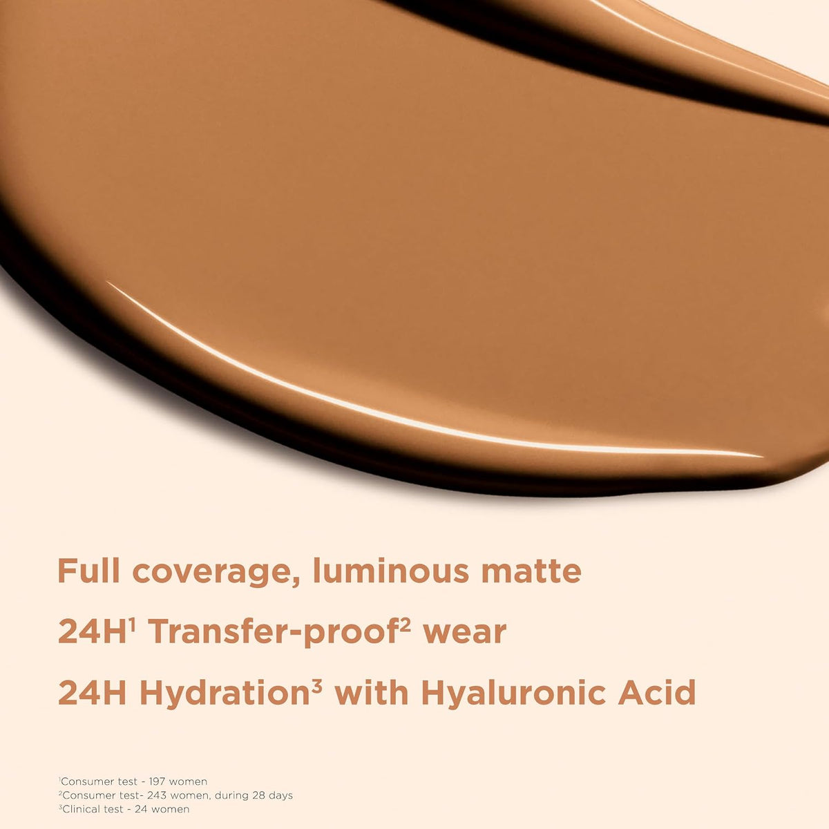 Clarins longwear foundation fluid texture swatch on skin