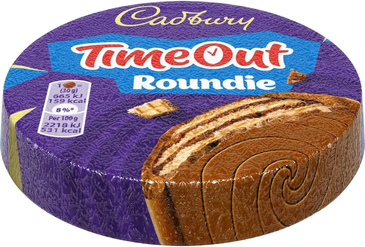 Cadbury TimeOut Roundie chocolate wafer bars multipack layout