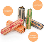 Close-up of ABA standard striped coin wrappers