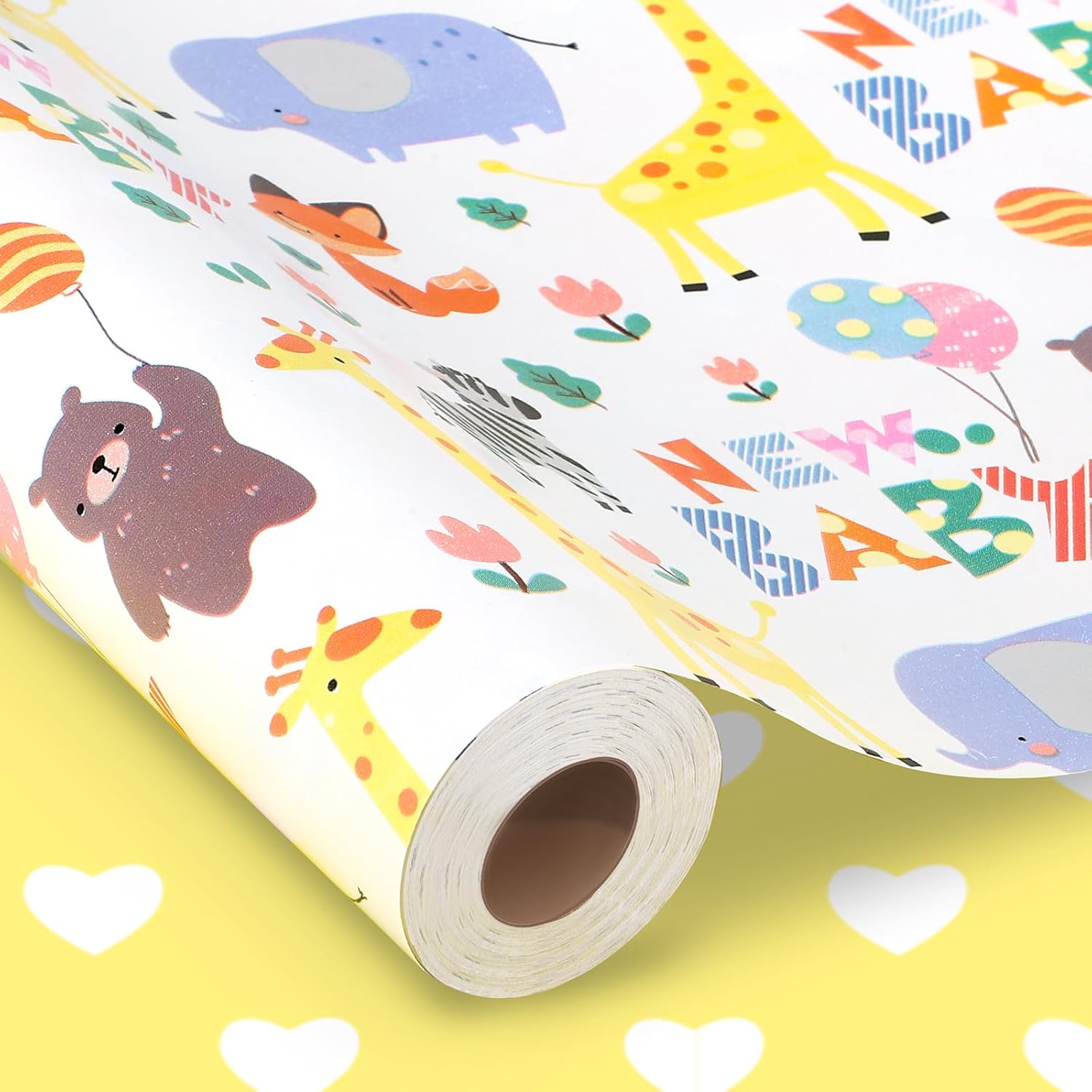 Wrapaholic reversible baby shower wrapping paper roll front view