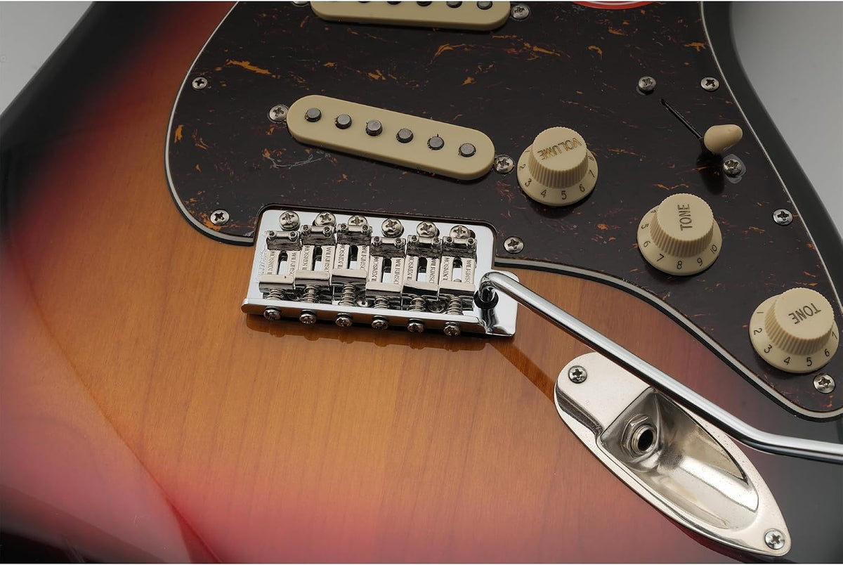 Musiclily Wilkinson tremolo bridge packaged set in chrome.