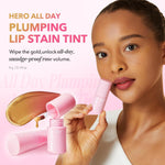 Aprilskin plumping lip tint texture swatch showing the unique golden transformation