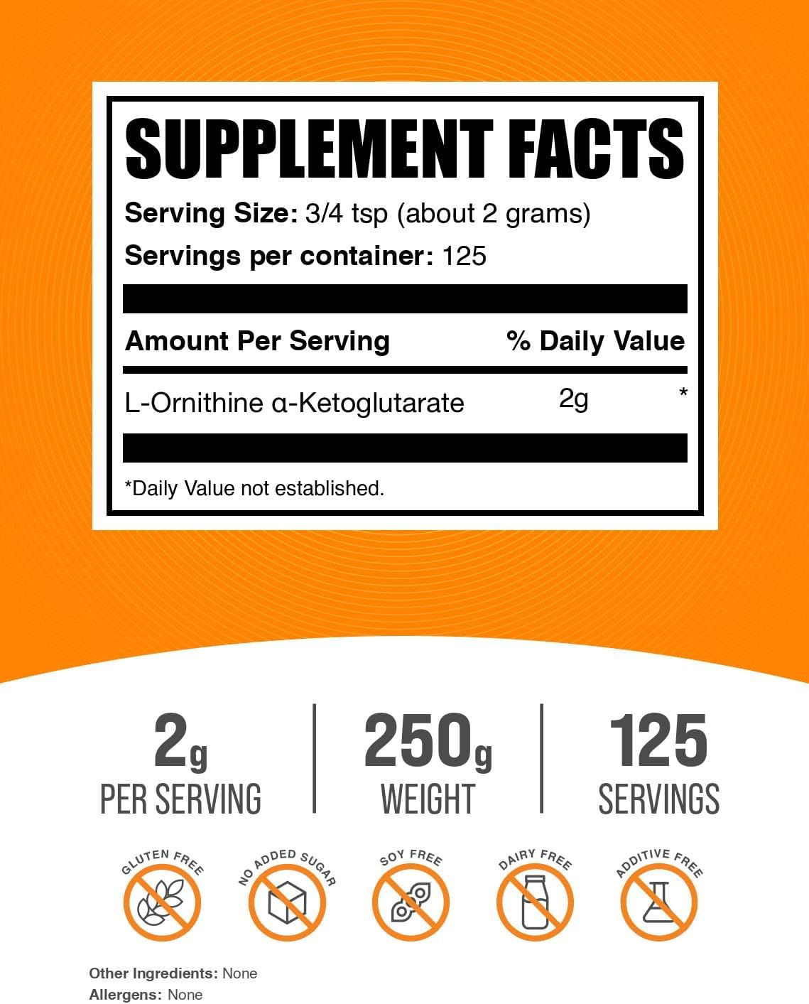 BulkSupplements OKG powder packaging label details