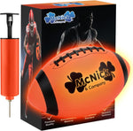 MCNICK & COMPANY LED Glow in the Dark Youth Football front view showing bright orange textured rubber exterior.