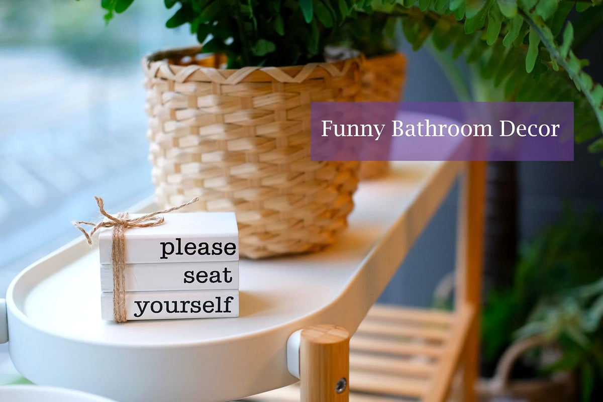 LIVDUCOT Farmhouse Mini Bathroom Sign set of three books layout