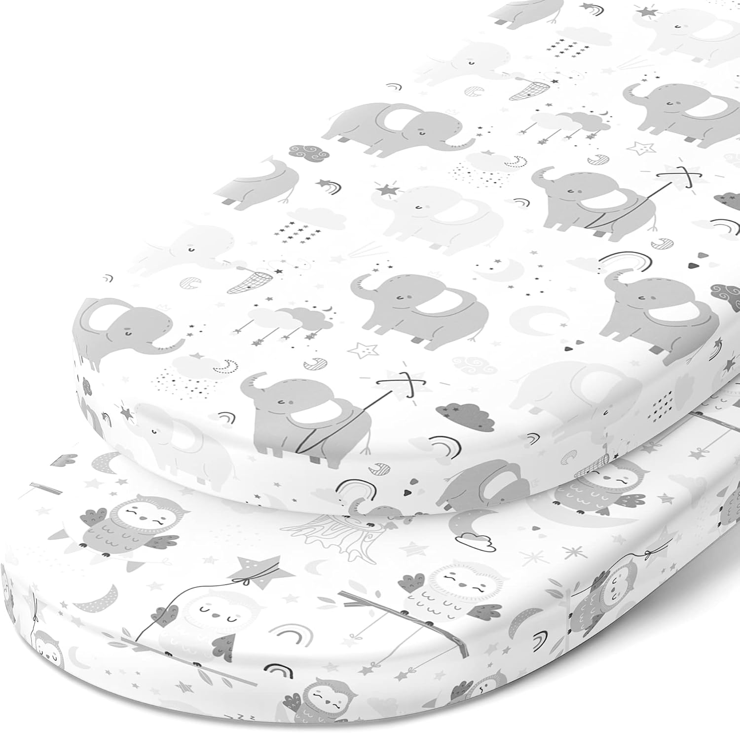 Joey and Joan bassinet fitted sheets front view package