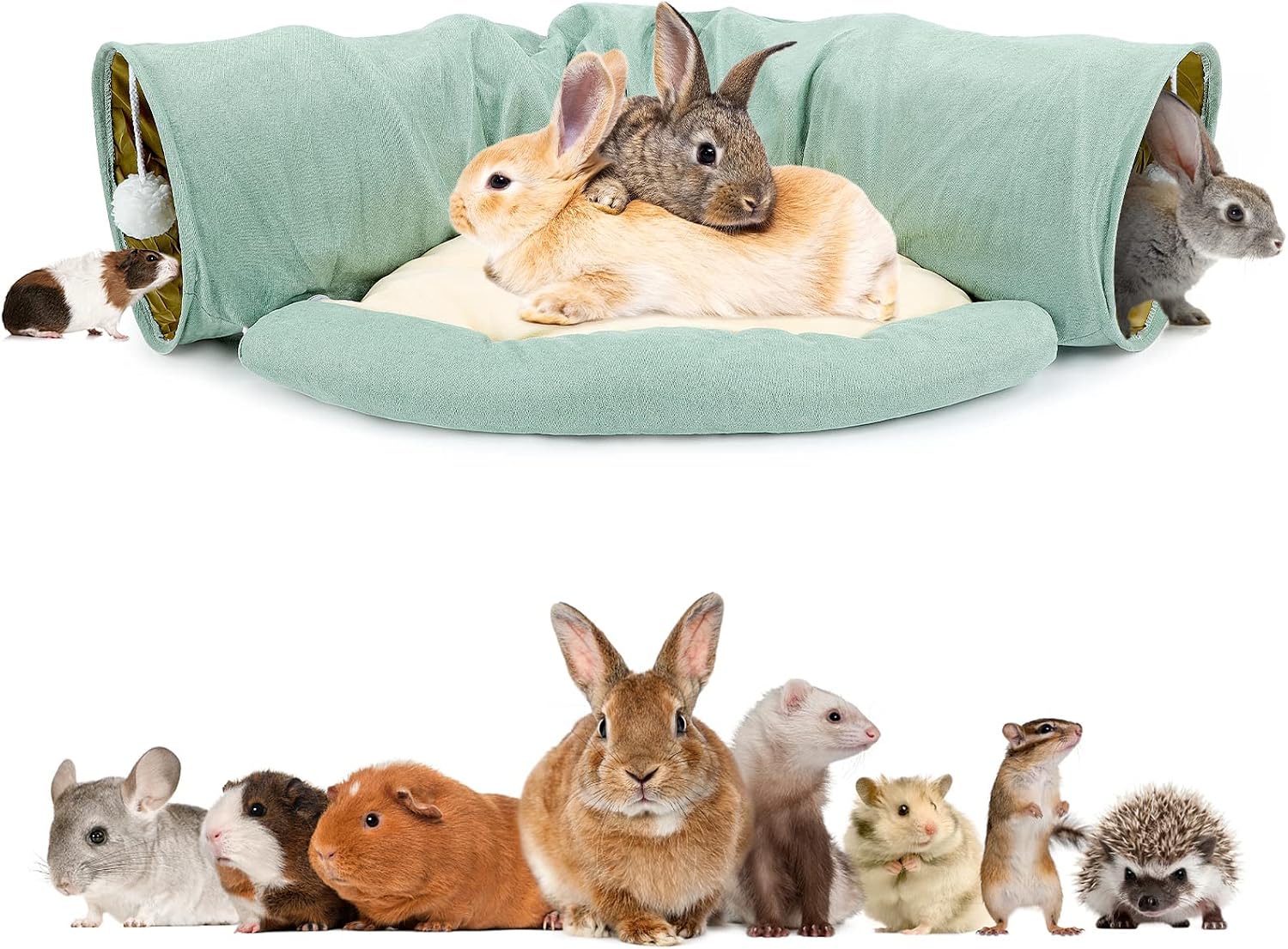 BWOGUE bunny tunnel bed front view and collapsible hideout