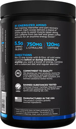Rule 1 Energized Amino powder texture in blue raspberry flavor