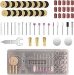 Hardell rotary tool accessories kit front view displaying transparent storage case