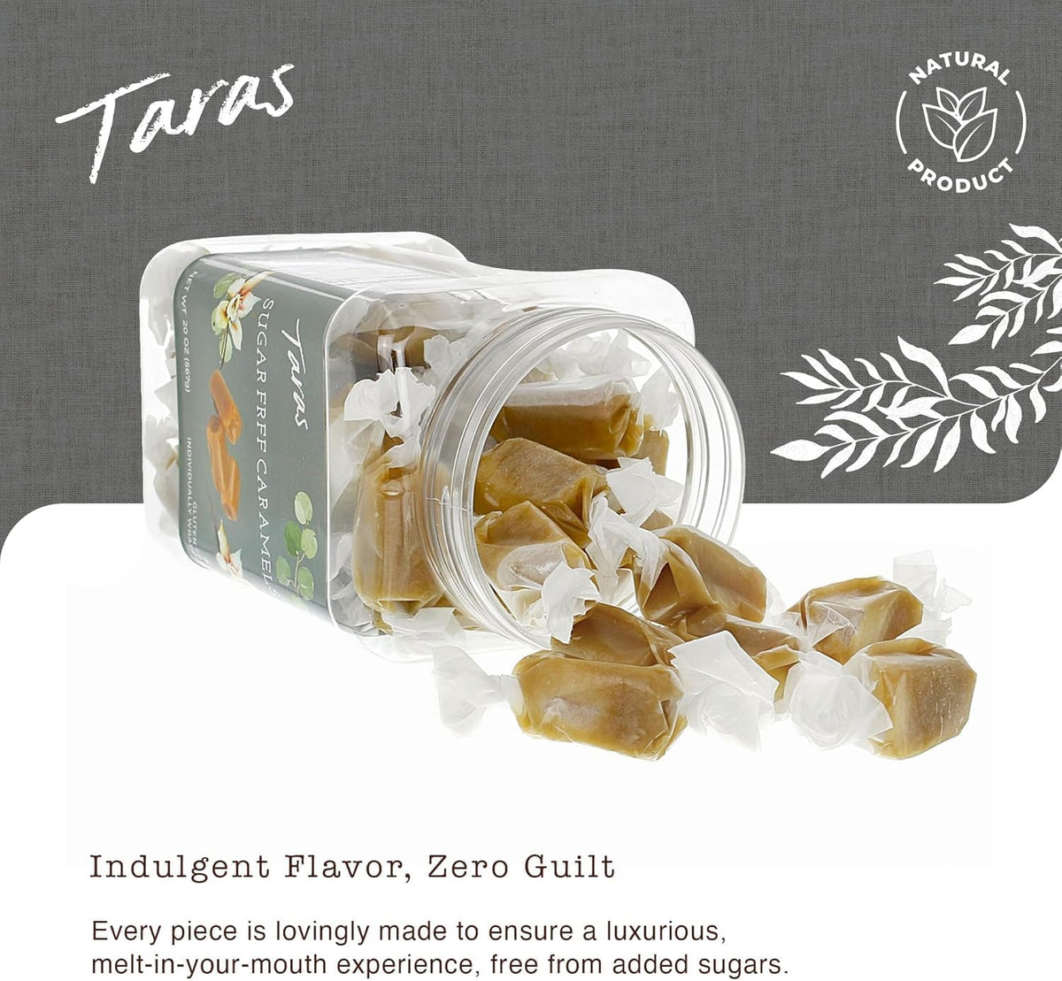 Artisanal kettle cooked sugar free caramel candy made with real butter