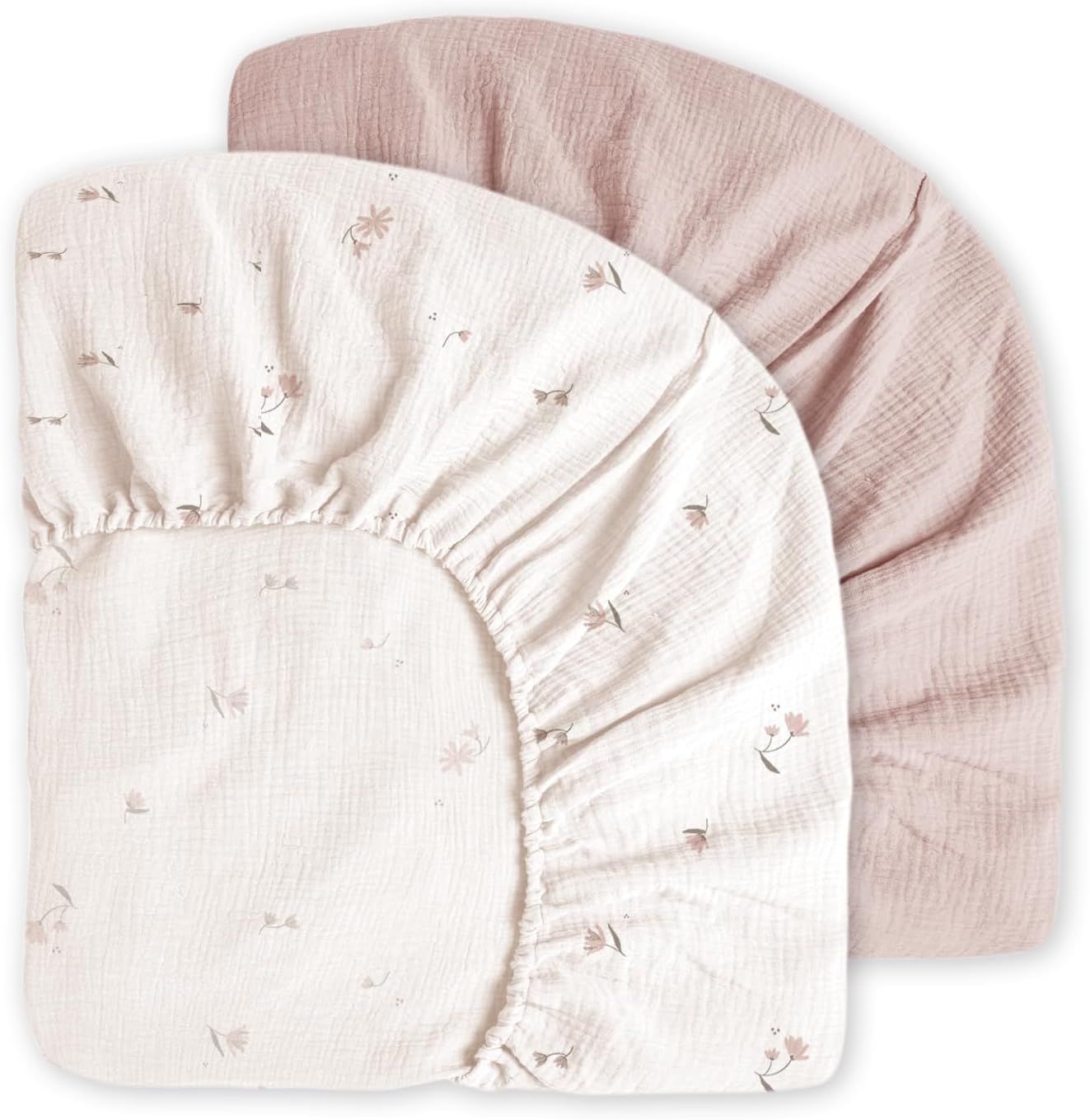 Little Grape Land muslin crib sheets fog flower pattern front view